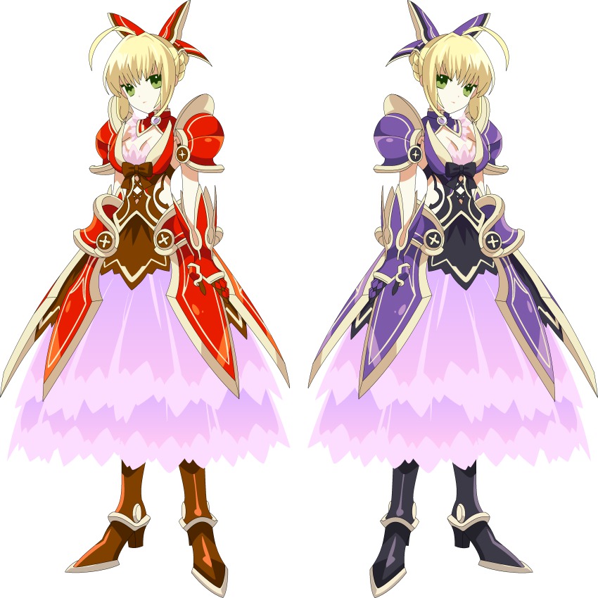 10s 2girls absurdres alternate_color cosplay date_a_live deathcrow derivative_work fate/extra fate_(series) full_body highres multiple_girls nero_claudius_(fate) nero_claudius_(fate/extra) vector_trace yatogami_tohka yatogami_tohka_(cosplay)