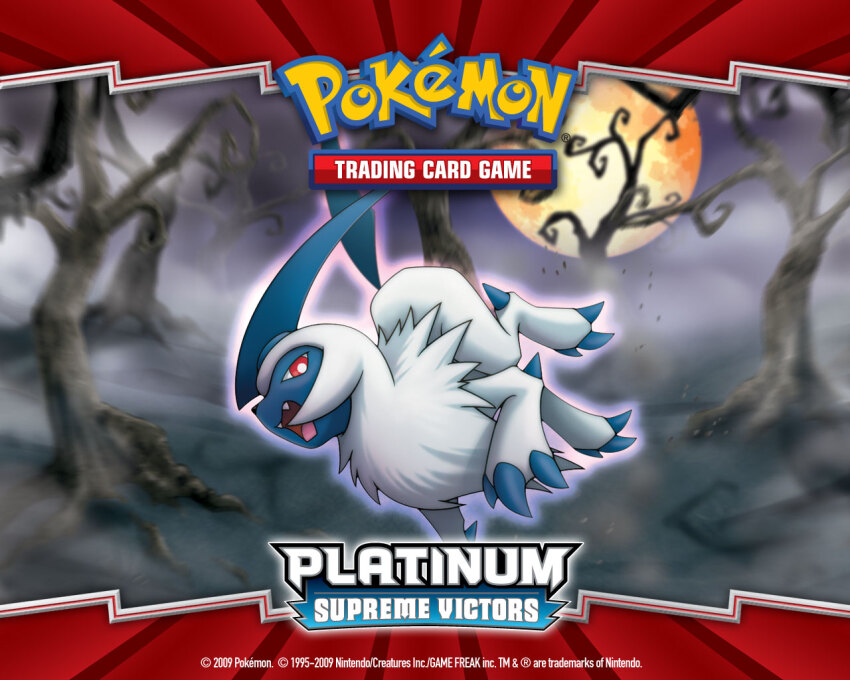 absol animal_focus archived_source artist_request bare_tree bright_pupils claws company_name copyright_logo copyright_name copyright_notice fog forest full_moon gen_3_pokemon moon nature night nintendo no_humans official_art official_wallpaper outer_glow pokemon pokemon_(creature) pokemon_focus pokemon_tcg red_eyes second-party_source solo tree white_pupils