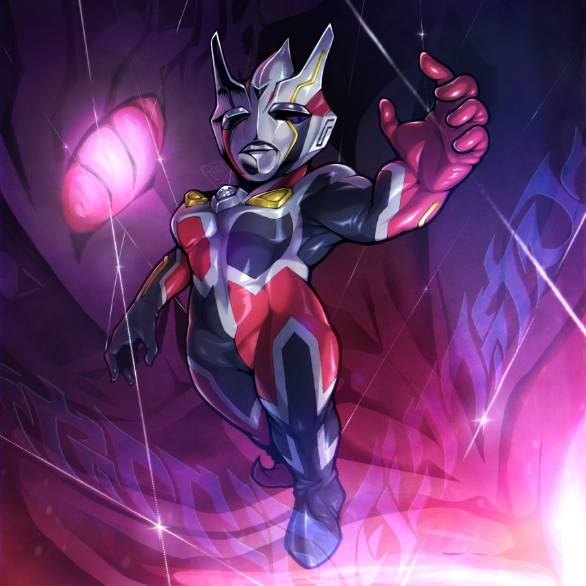 1boy 1girl alien black_eyes black_skin character_background chibi color_timer colored_skin commentary_request dark_background dark_faust dark_mephisto full_body glowing glowing_eyes highres levanshousa913 multicolored_skin muscular muscular_female muscular_male puppet_strings red_eyes red_skin serious shadow sparkle standing tokusatsu translation_request ultra_series ultraman_nexus_(series) yellow_skin