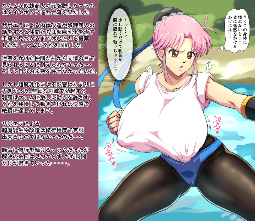 1girl absurdres breasts dragon_quest dragon_quest_dai_no_daibouken highres huge_breasts iwao_(pixiv258710) maam pink_hair solo translation_request