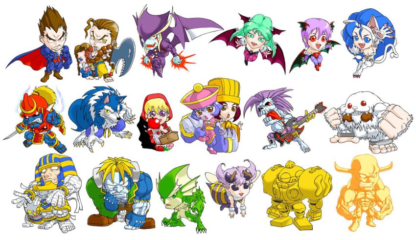 6+boys 6+girls alien anakaris animal_hands anita_(darkstalkers) arthropod_girl rikuo_(darkstalkers) bee_girl bishamon_(darkstalkers) brazil b.b._hood capcom chibi demitri_maximoff demon_girl donovan_baine elemental_(creature) energy energy_being everyone felicia_(darkstalkers) fire fire_elemental jon_talbain guitar head_wings insect_girl instrument jedah_dohma hsien-ko leotard lilith_(darkstalkers) mei-ling_(darkstalkers) merman monster monster_boy monster_girl morrigan_aensland multiple_boys multiple_girls mummy pantyhose huitzil_(darkstalkers) plasma pyron q-bee red_leotard sasquatch_(darkstalkers) simple_background vampire darkstalkers victor_von_gerdenheim werewolf white_background wings yeti_(creature) lord_raptor zombie zya_pck