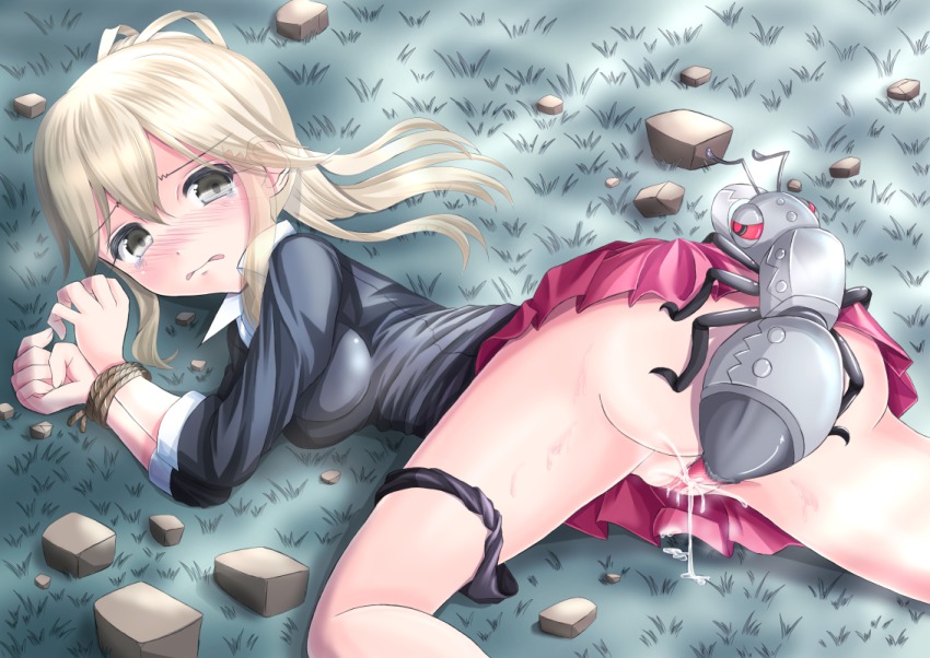 10s ant ass bent_over bestiality blonde_hair blush bug clothed_sex doggystyle durant gen_5_pokemon insect konpotsu lass_(pokemon) nintendo npc_trainer panties panties_around_leg penis pokemon pokemon_(creature) pokemon_xy rape red_eyes restrained sex sex_from_behind tears top-down_bottom-up underwear vaginal
