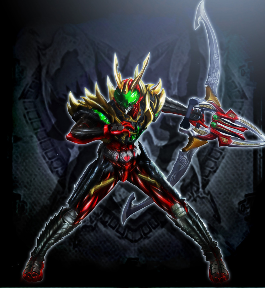 1boy bad_id bad_pixiv_id bow_(weapon) highres kamen_rider kamen_rider_blade_(series) kamen_rider_chalice male_focus solo torakyon weapon