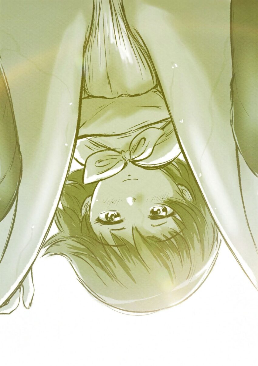 1girl bent_over blush cameltoe closed_mouth crotch freckles fundoshi girls_und_panzer highres hiyama_yuu_(wee259hiyama) japanese_clothes looking_at_viewer monochrome smile solo tsuchiya_(girls_und_panzer)