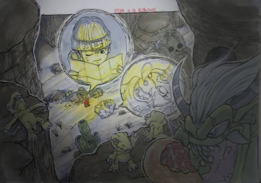 agumon digimon digimon_(creature) eating gabumon horns mameo_(digimon) night orgemon sleeping