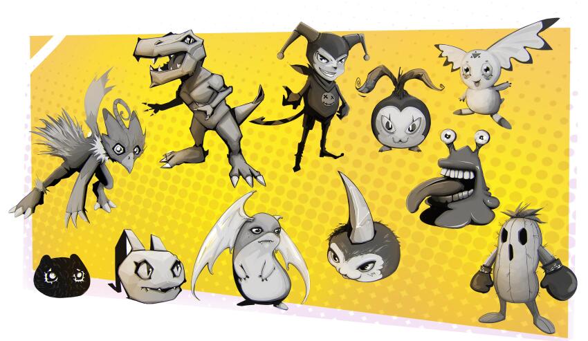 absurdres agumon botamon culumon digimon digimon_(creature) green_eyes highres impmon koromon numemon patamon piyomon point_ears tanemon togemon triangle tunomon zero_unit
