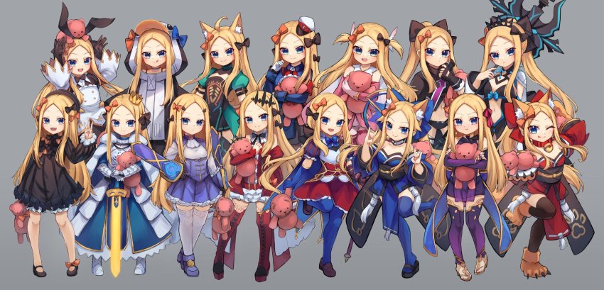1girl abigail_williams_(fate) artoria_pendragon_(fate) astolfo_(fate) astolfo_(saber)_(fate) astolfo_(saber)_(fate)_(cosplay) astolfo_(saber)_(third_ascension)_(fate) atalanta_(fate) atalanta_(fate)_(cosplay) baobhan_sith_(fate) baobhan_sith_(fate)_(cosplay) baobhan_sith_(first_ascension)_(fate) blonde_hair blue_eyes blush breasts cosplay fate/apocrypha fate/extra fate/grand_order fate/kaleid_liner_prisma_illya fate/stay_night fate_(series) forehead full_body highres illyasviel_von_einzbern jack_the_ripper_(fate/apocrypha) jack_the_ripper_(fate/apocrypha)_(cosplay) kama_(fate) kama_(fate)_(cosplay) kama_(first_ascension)_(fate) leonardo_da_vinci_(fate) leonardo_da_vinci_(fate/grand_order) leonardo_da_vinci_(rider)_(fate) long_hair looking_at_viewer lord_el-melloi_ii_case_files meltryllis meltryllis_(fate) meltryllis_(swimsuit_lancer)_(fate) meltryllis_(swimsuit_lancer)_(fate)_(cosplay) meltryllis_(swimsuit_lancer)_(first_ascension)_(fate) melusine_(fate) melusine_(fate)_(cosplay) melusine_(second_ascension)_(fate) miya_(miyaruta) morgan_le_fay_(fate) morgan_le_fay_(fate)_(cosplay) morgan_le_fay_(third_ascension)_(fate) multiple_views parted_bangs prisma_illya prisma_illya_(cosplay) reines_el-melloi_archisorte reines_el-melloi_archisorte_(cosplay) reines_el-melloi_archisorte_(second_ascension) saber_(fate) saber_(fate)_(cosplay) small_breasts stuffed_animal stuffed_toy tamamo_(fate) tamamo_cat_(fate) tamamo_cat_(fate)_(cosplay) tamamo_cat_(first_ascension)_(fate) tamamo_no_mae_(fate)_(cosplay) tamamo_no_mae_(fate) teddy_bear