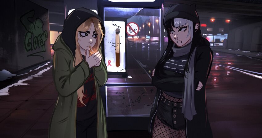 absurdres face_piercing highres jessie_(veyonis) lip_piercing mika_(veyonis) piercing tagme veyonis