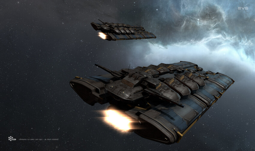 3d carrier cloud command_ship_(eve_online) commentary company_logo company_name copyright_logo copyright_name dated dated_commentary droneboat_(eve_online) eve_online fire flying from_behind glowing hauling_ship_(eve_online) highres industrial_ship_(eve_online) logo mining_ship_(eve_online) nebula no_humans official_art outdoors outer_ring_excavations_(eve_online) radio_antenna salvo_(willem_van_biljon) science_fiction sky space spacecraft star_(sky) starry_sky starry_sky_background support_ship_(eve_online) thrusters vehicle_focus