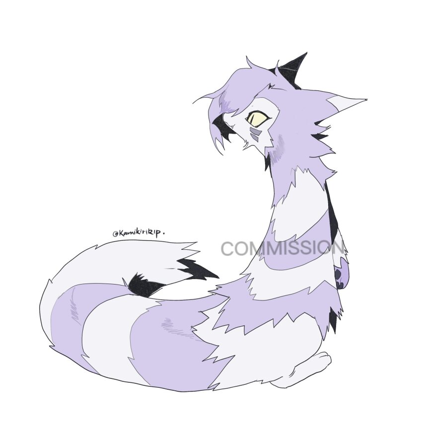 ambiguous_gender animal_focus artist_name commission facial_mark fang full_body furret gen_2_pokemon highres kamikiririp long_tail monochrome nintendo no_humans pawpads pokemon pokemon_(creature) simple_background slit_pupils standing tail two-tone_fur white_background