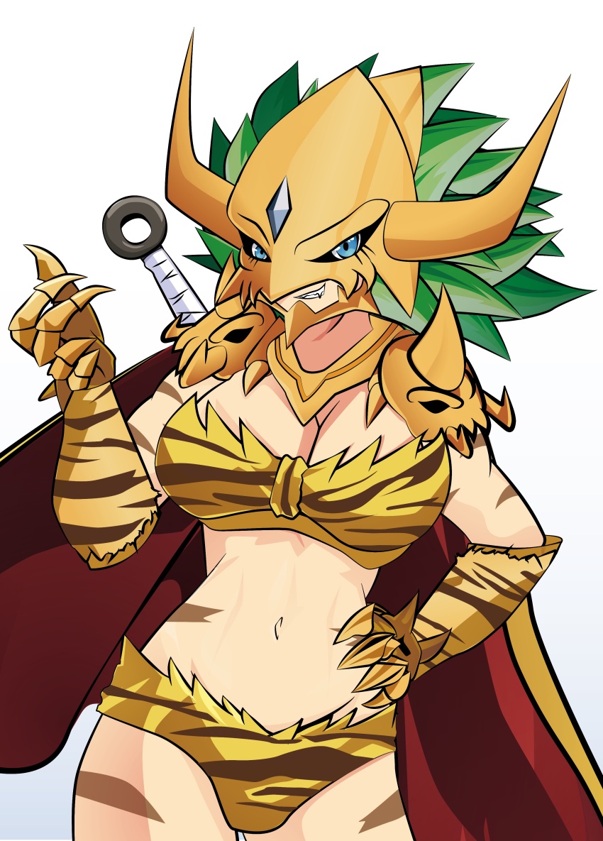 1girl absurdres armor cape digimon digimon_(creature) female_focus highres kinkakumon mask solo