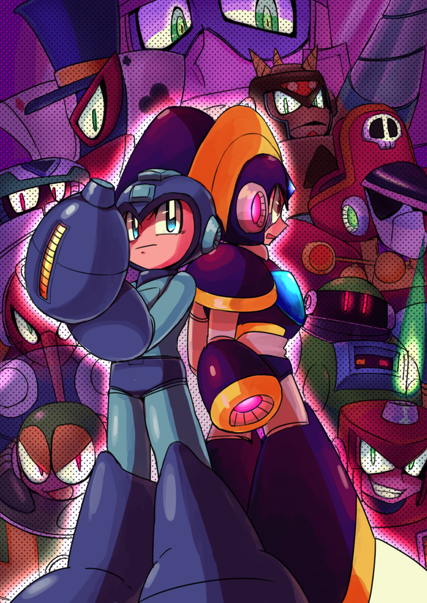 absurdres arm_cannon astro_man back-to-back blue_eyes burner_man capcom cold_man drill dynamo_man bass_(mega_man) frown grin ground_man hat helmet highres king_(mega_man) magic_man mask open_mouth pirate_hat pirate_man red_eyes robot robot_ears mega_man_(series) mega_man_&amp;_bass mega_man_(character) mega_man_(classic) serious skull smile tengu_mask tengu_man weapon