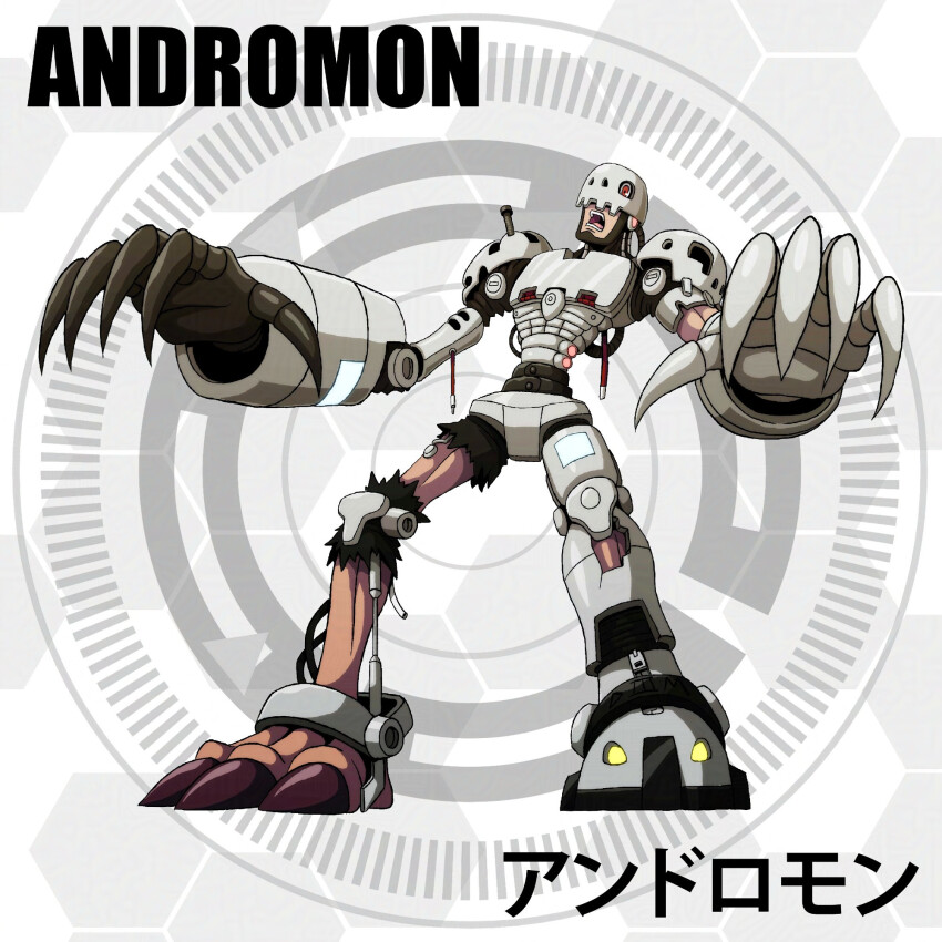 andromon armor claws d_sandy digimon digimon_(creature) highres looking_at_viewer solo
