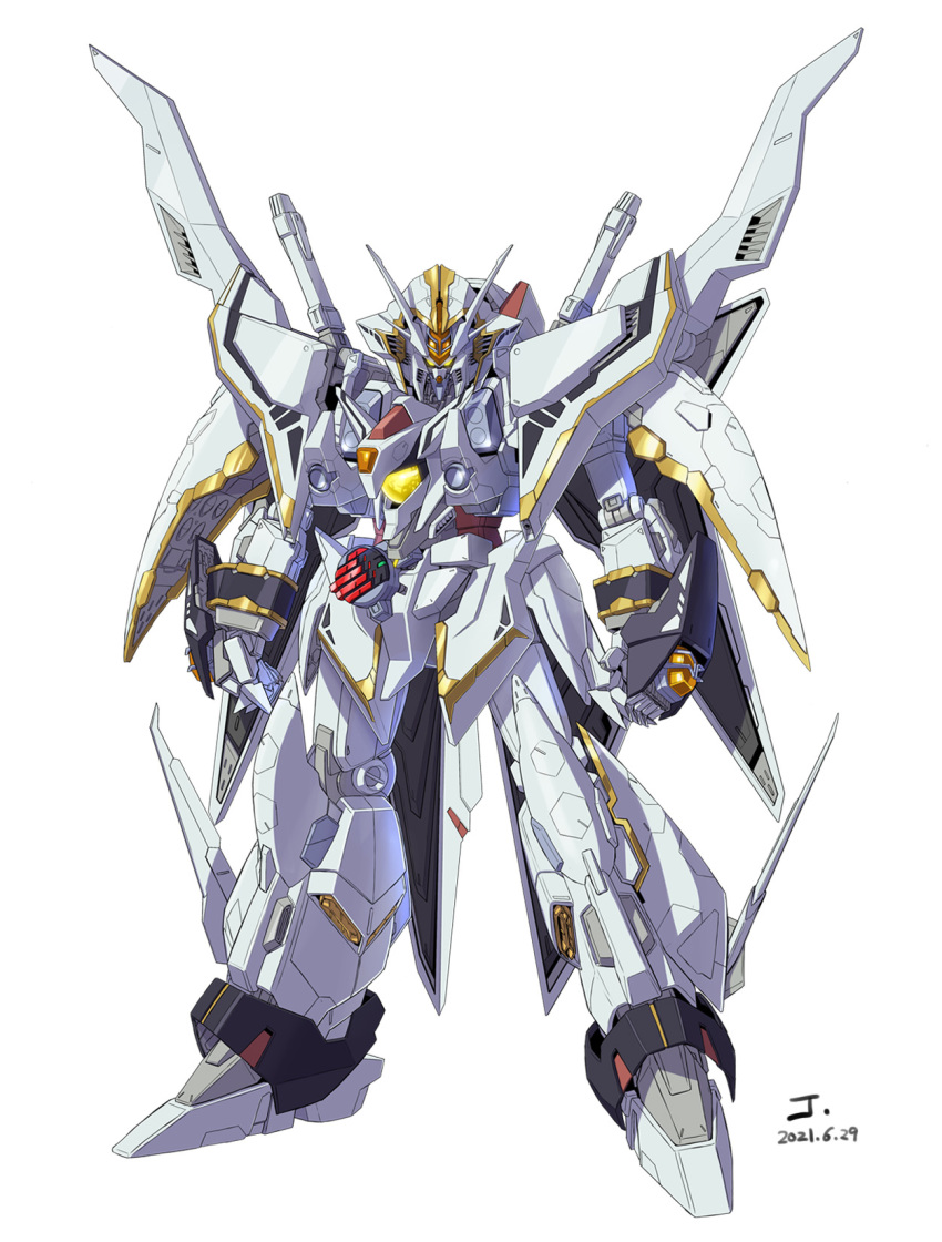 clenched_hands creator_connection fusion gundam gundam_hathaway&#039;s_flash hades_project_zeorymer highres kamen_rider kamen_rider_wizard_(series) mecha no_humans robot science_fiction solo standing v-fin xi_gundam yanagi_joe yanagi_jou yellow_eyes zeorymer