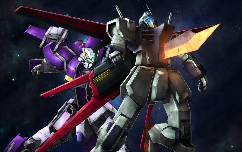 00s backstab dagger_l gat-x105c_strike-c gomi_kushige gundam gundam_seed gundam_seed_a-star knife mecha no_humans robot space