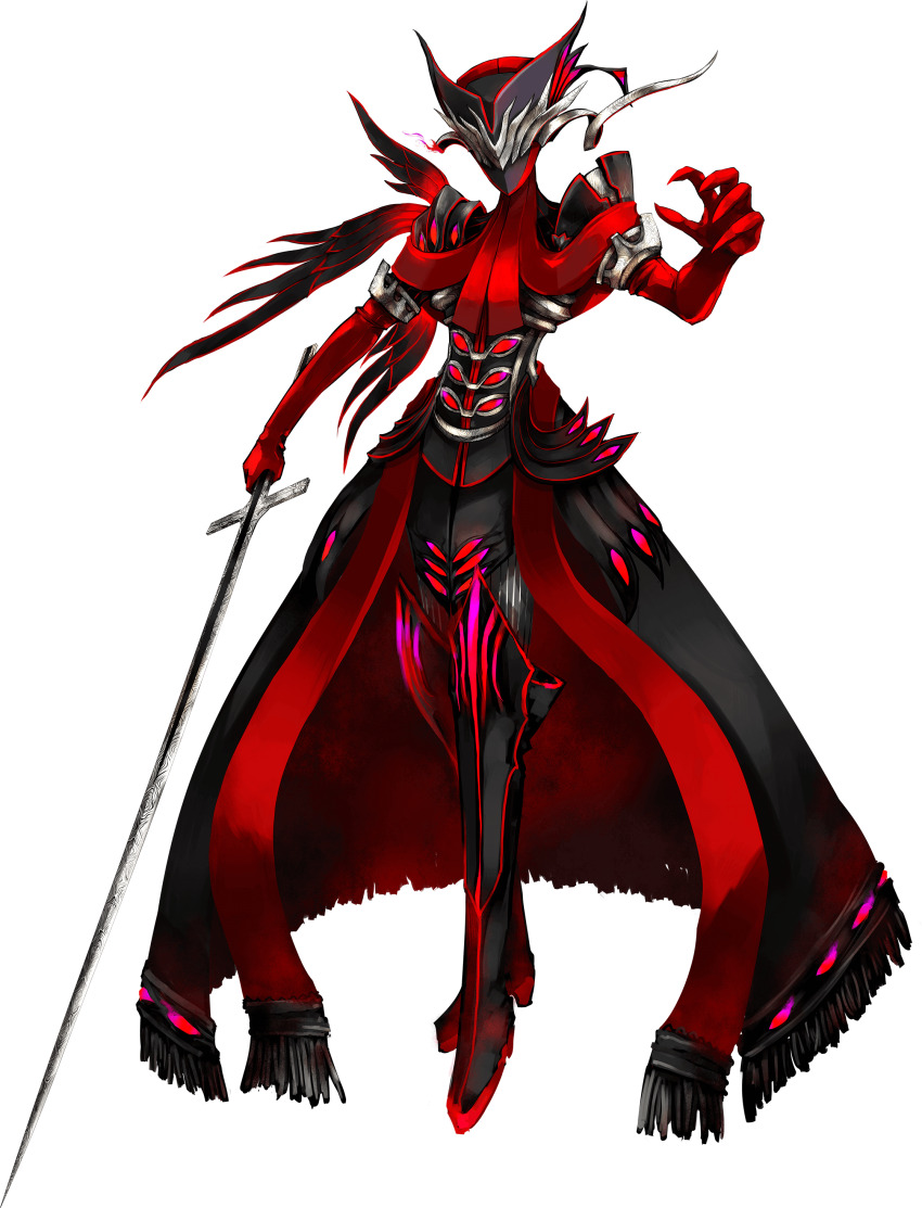 1boy absurdres antonio_salieri_(fate) antonio_salieri_(first_ascension)_(fate) armor ascot black_boots black_suit boots covered_face fate/grand_order fate_(series) formal_clothes full_body game_cg gloves highres holding holding_sword holding_weapon looking_at_viewer male_focus mask masked non-web_source official_art pants pfalz pinstripe_jacket pinstripe_pants pinstripe_pattern pinstripe_suit red_ascot solo striped_suit suit sword tachi-e transparent_background weapon