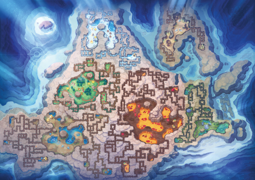 absurdres artist_request bidoof bird bone budew cave croagunk crystal evolution_stone evolutionary_stone farfetch&#039;d fire_stone flower frog from_above full_body gen_1_pokemon gen_2_pokemon gen_3_pokemon gen_4_pokemon glowing grass grimer highres huge_filesize ice lava leaf_stone light_rays lily_pad log magby mantyke map map_(medium) moon_stone nintendo no_humans numel odd_keystone oddish official_art partially_submerged path poke_ball_symbol pokemon pokemon_(creature) pokemon_bdsp psyduck road scenery skiploom slugma smoochum snorunt snow spiritomb spring_onion swablu swinub thunder_stone tree tunnel underground water wetland white_flower wooper wurmple