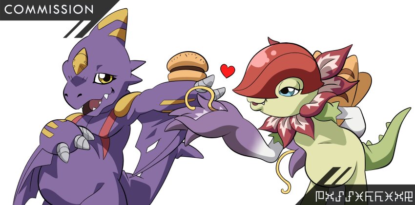 claws digimon digimon_(creature) floramon highres looking_at_viewer monodramon officialseraphimon sharp_teeth tail teeth