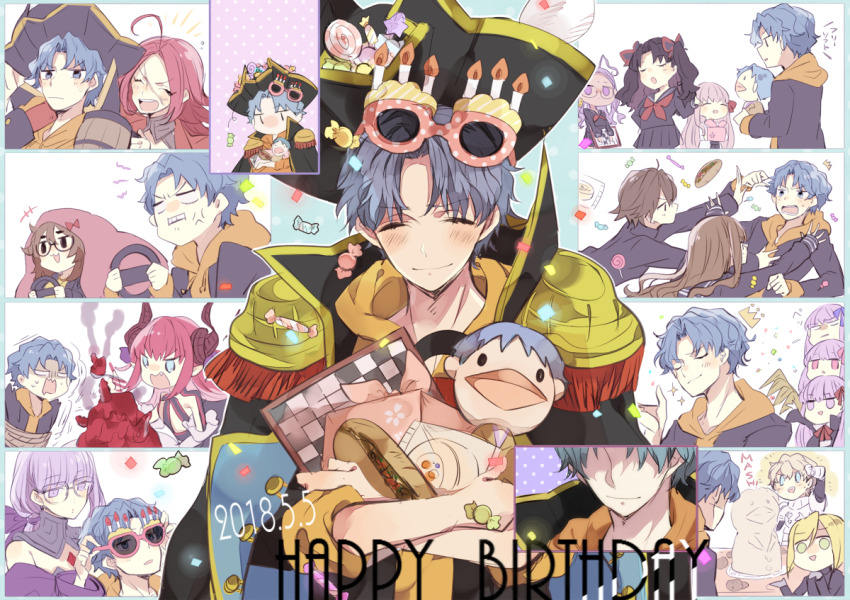ahoge bb_(fate) black_hair blonde_hair blue_eyes blue_hair blush brown_hair candy chessboard elizabeth_bathory_(fate) fate/extra fate/extra_ccc fate/extra_ccc_fox_tail fate_(series) food francis_drake_(fate) gawain_(fate) glasses green_eyes hair_ribbon hat horns jinako_carigiri kishinami_hakuno_(female) kishinami_hakuno_(male) leonard_bistario_harway matou_shinji meltryllis_(fate) naruka_(ynarukay) passionlip_(fate) pink_hair pirate_costume pirate_hat purple_eyes purple_hair rani_viii ribbon smile tohsaka_rin_(fate/extra) violet_(fate)