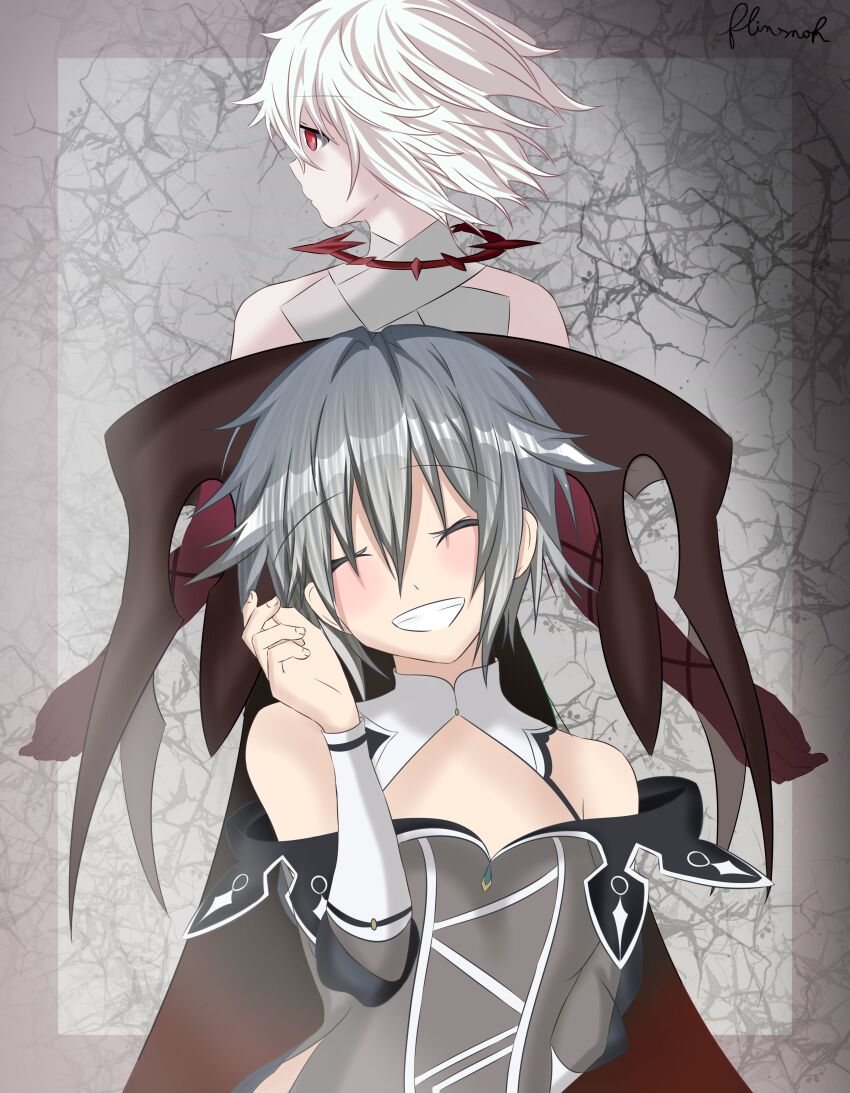 absurdres blush date_a_live flinsnok highres honjou_nia nun red_eyes short_hair smile white_hair