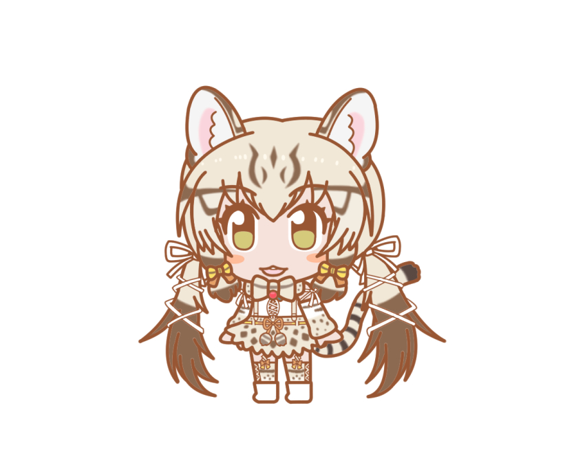 1girl animal_ears cat_ears cat_girl cat_tail ef63_11 geoffroy&#039;s_cat_(kemono_friends) kemono_friends kemono_friends_pavilion kemono_friends_v_project looking_at_viewer simple_background solo tail virtual_youtuber