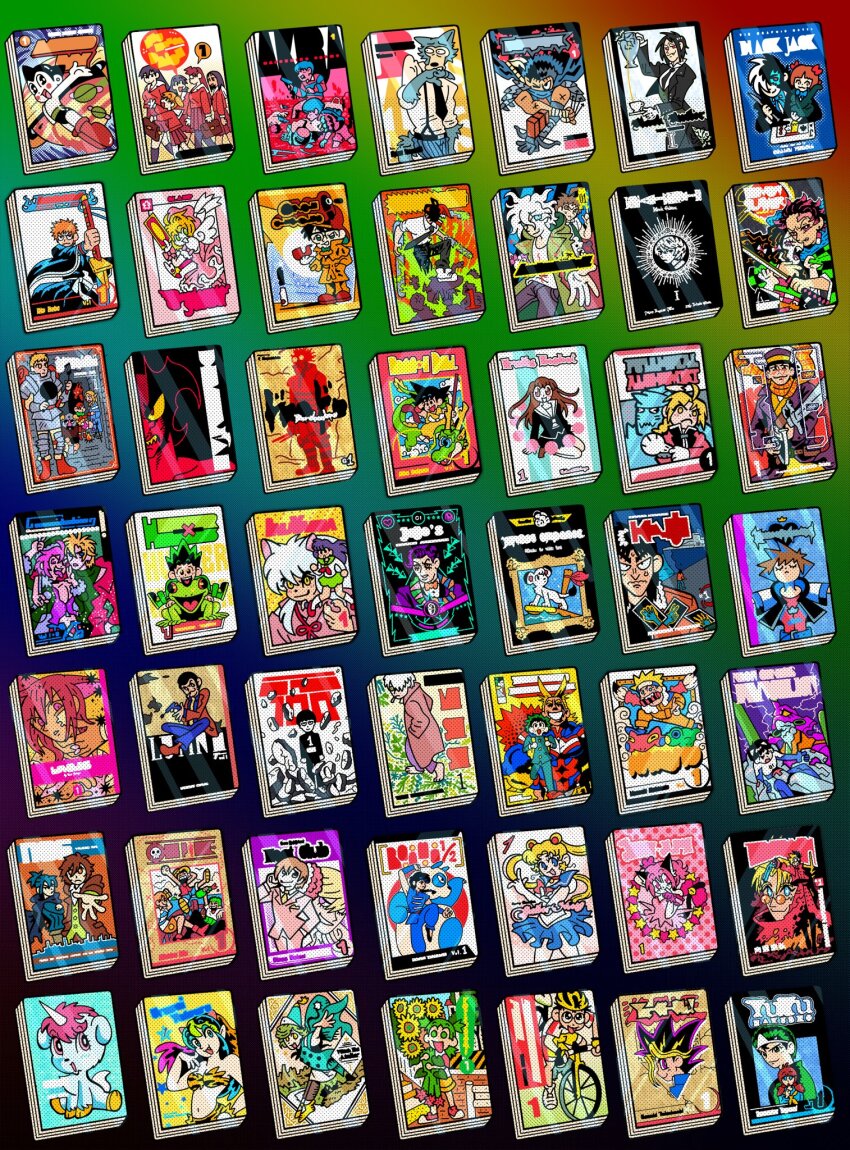 akira_(manga) all_might aoyagi_ritsuka arsene_lupin_iii azumanga_daiou babirousa beastars berserk bicycle bishoujo_senshi_sailor_moon bleach boku_no_hero_academia caiman_(dorohedoro) cardcaptor_sakura chainsaw_man character_request chilchuck_tims coat coco_(tongari_boushi_no_atelier) copyright_request danganronpa_(series) danganronpa_2:_goodbye_despair death_note denji_(chainsaw_man) devilman devilman_(character) dorohedoro dragon_ball dungeon_meshi eva_01 fruits_basket fujioka_haruhi fullmetal_alchemist glasses golden_kamuy gradient_background green_hair highres higurashi_kagome hinata_hajime honda_tohru hunter_x_hunter ikari_shinji inuyasha inuyasha_(character) itou_kaiji jojo_no_kimyou_na_bouken jonathan_joestar jungle_taitei kaiji kaneda_shoutarou_(akira) kimetsu_no_yaiba kingdom_hearts kinomoto_sakura kinomoto_sakura_(magician) komaeda_nagito kuroshitsuji laios_touden legoshi loveless lum lupin_iii magical_girl manga_(object) marcille_donato mecha mew_ichigo midoriya_izuku mob_psycho_100 momomiya_ichigo monkey_d._luffy muto_yugi nami_(one_piece) nami_(one_piece)_(east_blue) naruto naruto_(series) neon_genesis_evangelion nezumi_(no.6) no.6 one_piece onoda_sakamichi orange_hair ouran_high_school_host_club panda rainbow_background rainbow_gradient ranma_1/2 red_coat robot sailor_moon saotome_genma saotome_ranma sebastian_michaelis senshi_(dungeon_meshi) shion_(no.6) smile son_goku sora_(kingdom_hearts) sugimoto_saichi sunglasses suou_tamaki superhero_costume tetsuwan_atom tokyo_mew_mew tongari_boushi_no_atelier trigun tsukino_usagi unicorn urusei_yatsura uzumaki_naruto vash_the_stampede yotsubato! yowamushi_pedal yu-gi-oh! yuu_yuu_hakusho