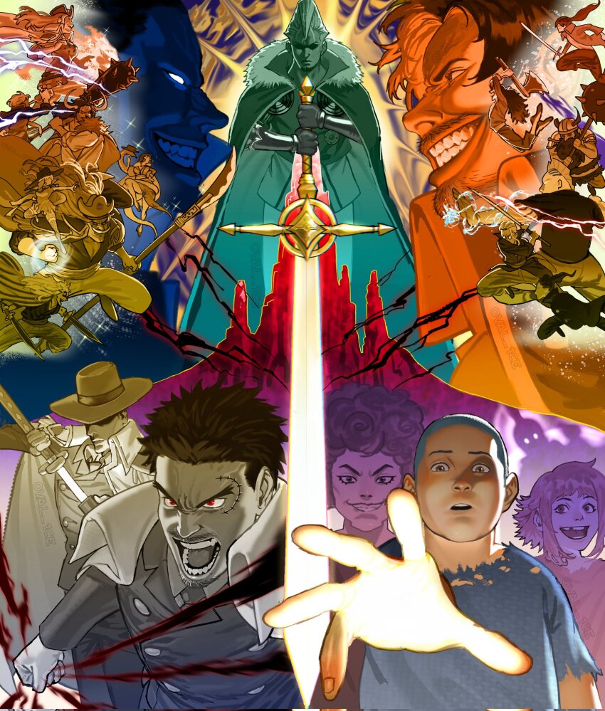 4girls 6+boys angry axe bartholomew_kuma battle_axe beard beard_stubble black_hair black_necktie black_suit bogard_(one_piece) bottle cape character_request charlotte_linlin clenched_hand closed_mouth club club_(weapon) coat coat_on_shoulders collared_shirt dress drinking edward_newgate emporio_ivankov facial_hair fake_horns figarland_garling fighting_stance fishnet_thighhighs fishnets formal_clothes fur_trim gauntlets ginny_(one_piece) gloriosa_(one_piece) gol_d._roger grey_hair grin haki_(one_piece) hat helmet highres holding holding_bottle holding_polearm holding_sword holding_weapon horned_helmet horns jumping kaidou_(one_piece) kanabou long_hair missing_tooth monkey_d._garp multiple_boys multiple_girls mustache mustache_stubble naginata necktie one_piece open_mouth oval_1ce pink_hair pirate_hat polearm ponytail purple_eyes reaching reaching_towards_viewer red_eyes rocks_d._xebec round_eyewear scar scar_on_face scopper_gaban sheath shirt short_dress short_hair sidelocks silhouette silvers_rayleigh smile snake sparkle stubble stussy_(one_piece) suit sword teeth thighhighs tongue torn_clothes unsheathing weapon white_coat white_hair white_shirt