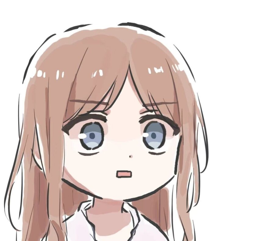 1girl bang_dream! bang_dream!_it&#039;s_mygo!!!!! blue_eyes brown_hair commentary_request long_hair lyy nagasaki_soyo open_mouth portrait simple_background solo white_background