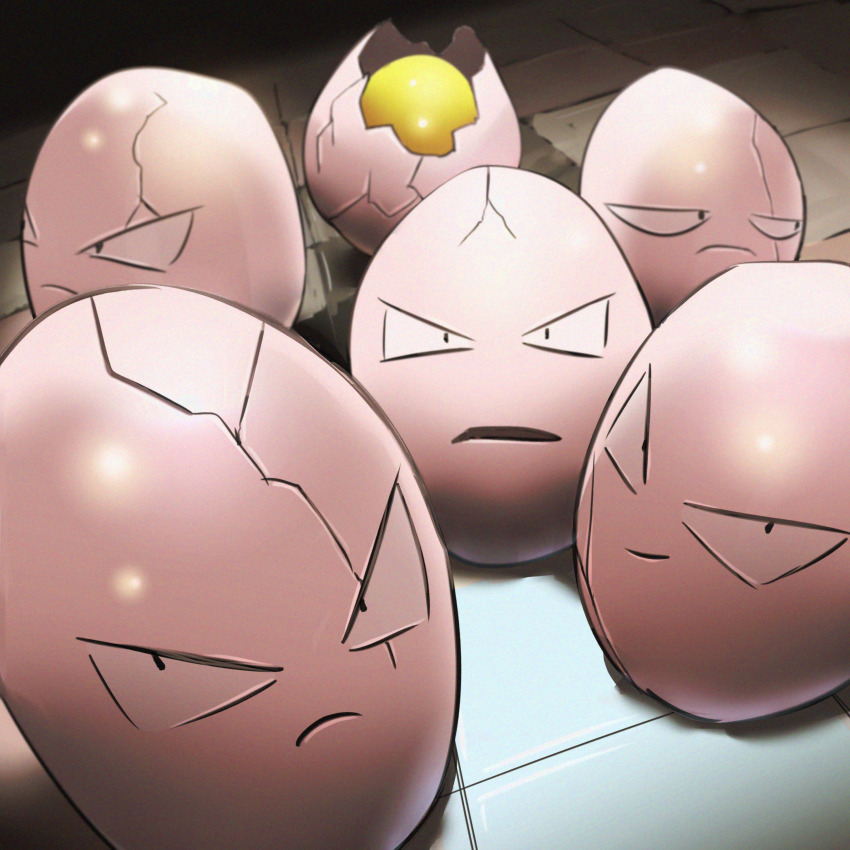 absurdres cracked_egg exeggcute gen_1_pokemon highres looking_at_viewer nintendo no_humans pokemon pokemon_(creature) spicyichizo