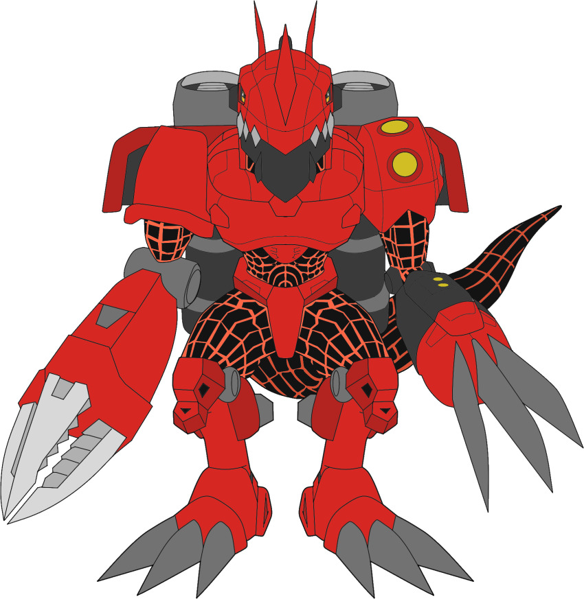 cannon chaosdramon claws digimon digimon_(creature) dragon highres robot solo transparent_background