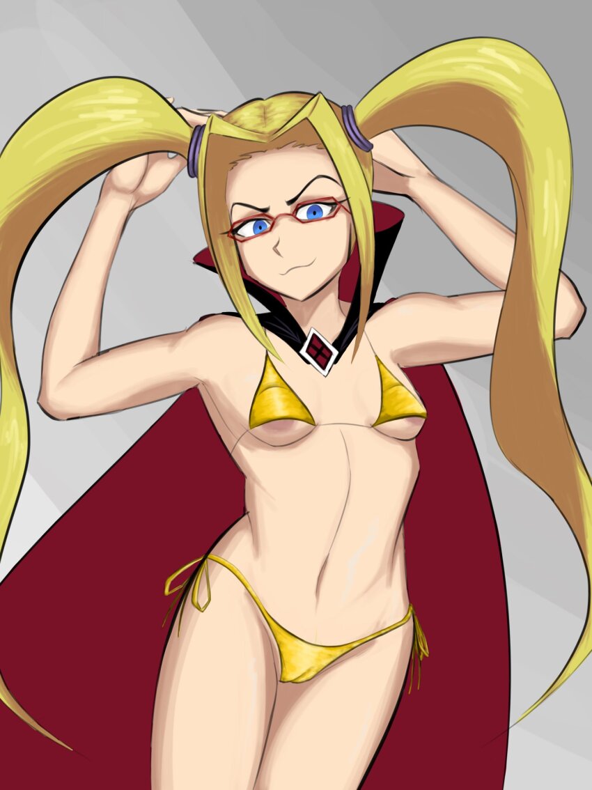 akatsuki_blitzkampf bikini breasts gold_bikini highres mycale nipples notr3tr0 swimsuit tagme