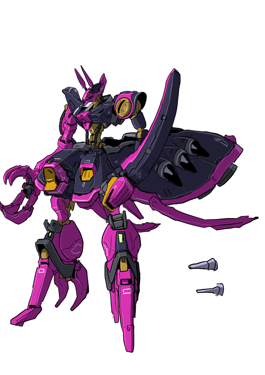 absurdres baund_doc beam_cannon claws commentary exposed_internal_machinery funnels_(gundam) gundam highres kuroneko_koubou machinery mecha mecha_focus mobile_suit no_humans original redesign robot science_fiction shield sketch solo standing titans_(gundam) white_background zeta_gundam zeta_gundam_define