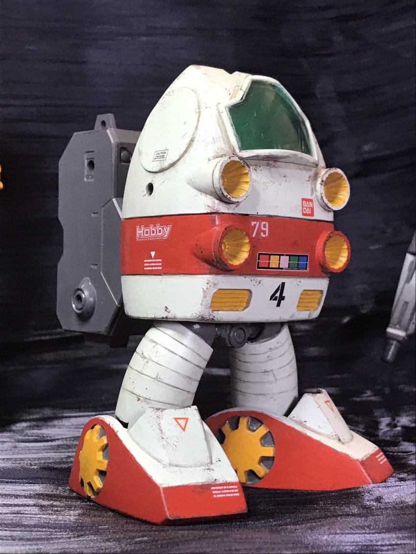 among_us backpack bag crewmate_(among_us) gm_(mobile_suit) gundam gunpla hagechan highres mecha mecha_focus mobile_suit mobile_suit_gundam model_kit model_kit_(medium) no_arms photo_(medium) robot solo standing unconventional_media visor