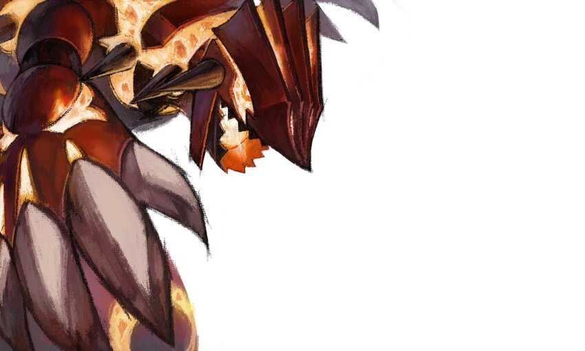 2024_pokemon_teraleak animal_focus claws concept_art gen_3_pokemon glowing glowing_eyes groudon highres horns legendary_pokemon nintendo official_art out_of_frame pokemon pokemon_(creature) pokemon_focus pokemon_oras pokemon_oras_(prototype) primal_groudon production_art sharp_teeth solo teeth white_background