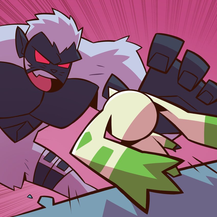 absurdres belt digimon digimon_(creature) gorilla gorimon highres horns long_ears open_mouth terriermon