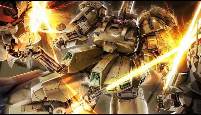aeug artist_request battle cable company_name copyright_notice duel energy_sword extra_arms fake_screenshot gundam gundam_battle_operation_2 holding holding_sword holding_weapon hyaku_shiki imminent_death lens_flare machinery mecha mecha_focus mobile_suit motion_blur neo_zeon no_humans official_art one-eyed pink_eyes qubeley realistic robot science_fiction space spoilers sunrise_(company) sword the_o_(mobile_suit) titans_(gundam) wave_rider waverider_crash weapon when_you_see_it zero_gravity zeta_gundam zeta_gundam_(mobile_suit)