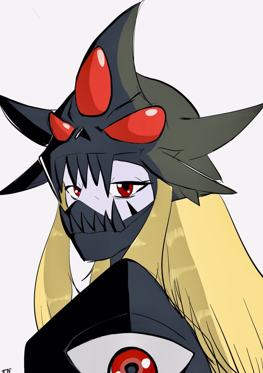 armor blonde_hair digimon digimon_(creature) digimon_frontier duskmon highres looking_at_viewer red_eyes skull