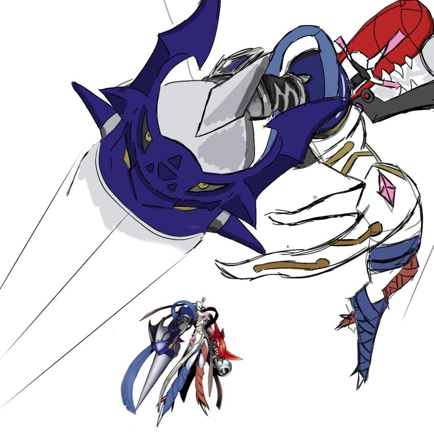chaosdramon chaosdukemon chaosmon corruption digimon digimon_(creature) fusion highres oridigi original solo