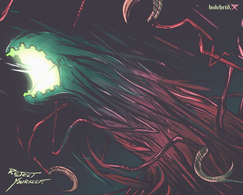 d-reaper digimon highres monster no_eyes no_humans open_mouth reaper_(digimon) scythe tentacles