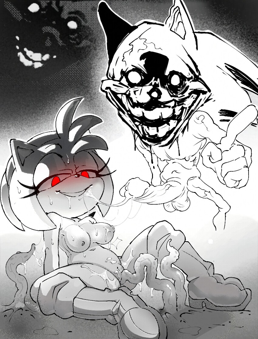 amy_rose boots breasts calabreso creepy creepy_face demon erection evil_grin evil_smie evil_smile furry glans glowing glowing_eyes grin grinning_at_viewer hedgehog hetero highres horror_(theme) naked_footwear nipples nude penis possessed possession pussy red_eyes scary scary_face sega shoes smile sonic.exe sonic.exe_(character) sonic_(series) sonic_the_hedgehog sweat tentacles testicles vaginal