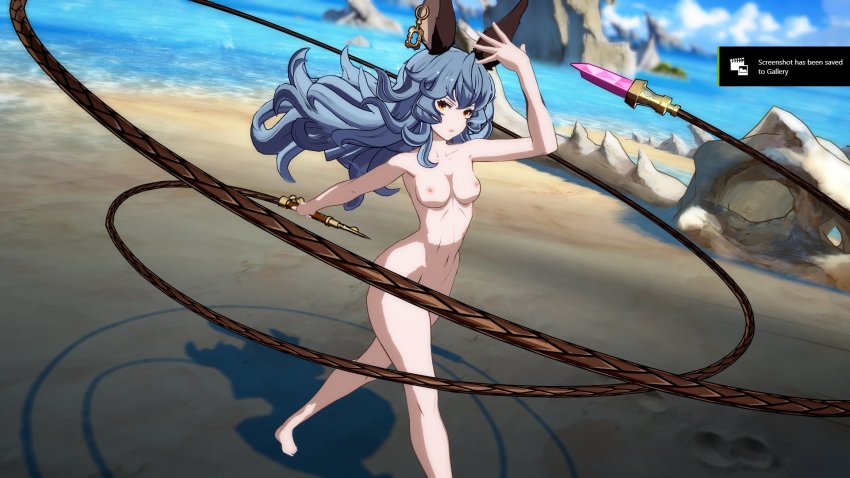 1girl 3d animal_ears blue_hair breasts erune ferry_(granblue_fantasy) granblue_fantasy granblue_fantasy_versus highres nipples nude whip xxsjxx