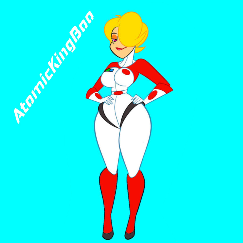 1girl atomickingboo blonde_hair highres original tagme thick_thighs thighs