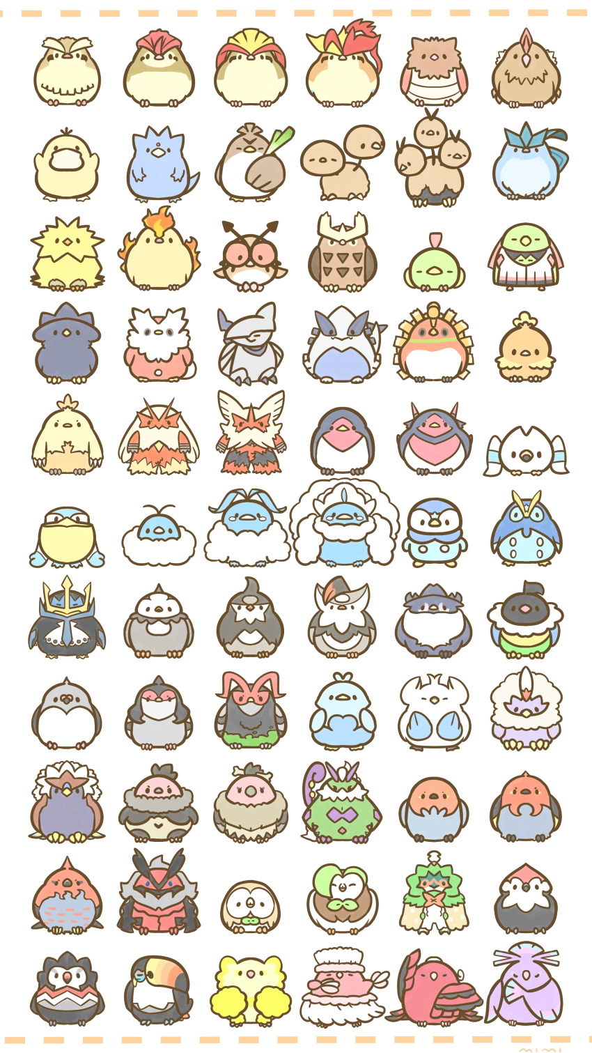 773mimisuke absurdres altaria animal_focus articuno artist_name bird black_eyes blaziken blue_eyes bow bowtie braviary chatot chibi chibi_only chick chicken closed_eyes closed_mouth combusken commentary_request crow dartrix decidueye delibird dodrio doduo duck ducklett duckling eagle eggshell empoleon evolutionary_line falcon farfetch&#039;d fearow fire fletchinder fletchling full_body gen_1_pokemon gen_2_pokemon gen_3_pokemon gen_4_pokemon gen_5_pokemon gen_6_pokemon gen_7_pokemon golduck green_bow green_bowtie grey_eyes highres ho-oh honchkrow hoothoot legendary_pokemon looking_at_viewer lugia mandibuzz mega_altaria mega_blaziken mega_pidgeot mega_pokemon moltres multiple_heads murkrow natu nintendo no_humans noctowl oricorio oricorio_(baile) oricorio_(pa&#039;u) oricorio_(pom-pom) oricorio_(sensu) owl parrot pelican pelipper penguin pheasant pidgeot pidgeotto pidgey pidove pigeon pikipek pink_eyes piplup pokemon pokemon_(creature) prinplup psyduck robin_(bird) rowlet seagull simple_background skarmory solid_oval_eyes spearow spring_onion staraptor staravia starling starly straight-on swablu swallow_(bird) swan swanna swellow taillow talonflame torchic tornadus tornadus_(therian) toucan toucannon tranquill trumbeak unfezant unfezant_(male) vullaby vulture white_background wingull woodpecker yellow_eyes yveltal zapdos