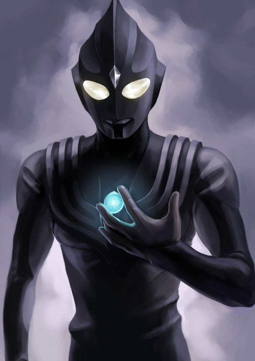 1boy alien color_timer dark_persona glowing glowing_eyes highres male_focus matchin no_humans solo tokusatsu ultra_series ultraman_tiga ultraman_tiga:_the_final_odyssey ultraman_tiga_(series) ultraman_tiga_(tiga_dark) upper_body yellow_eyes