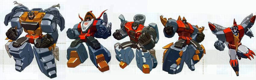 dinobot_(beast_wars) grimlock gun highres mecha robot slag_(transformers) sludge_(transformers) snarl_(transformers) swoop transformers weapon