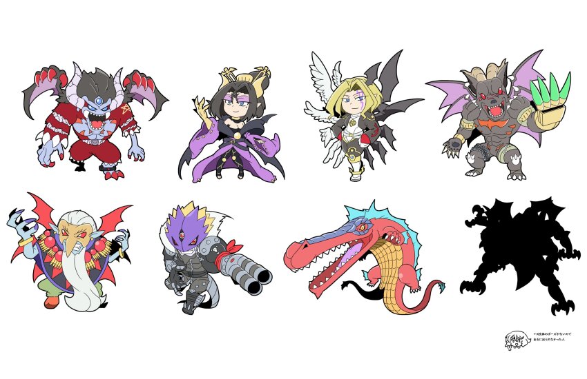 barbamon beelzebumon belphemon belphemon_sleep_mode breasts demon demon_(digimon) demon_girl digimon digimon_(creature) fallen_angel highres leviamon lilithmon lucemon_falldown_mode mark_of_evil ogudomon seven_great_demon_lords wings