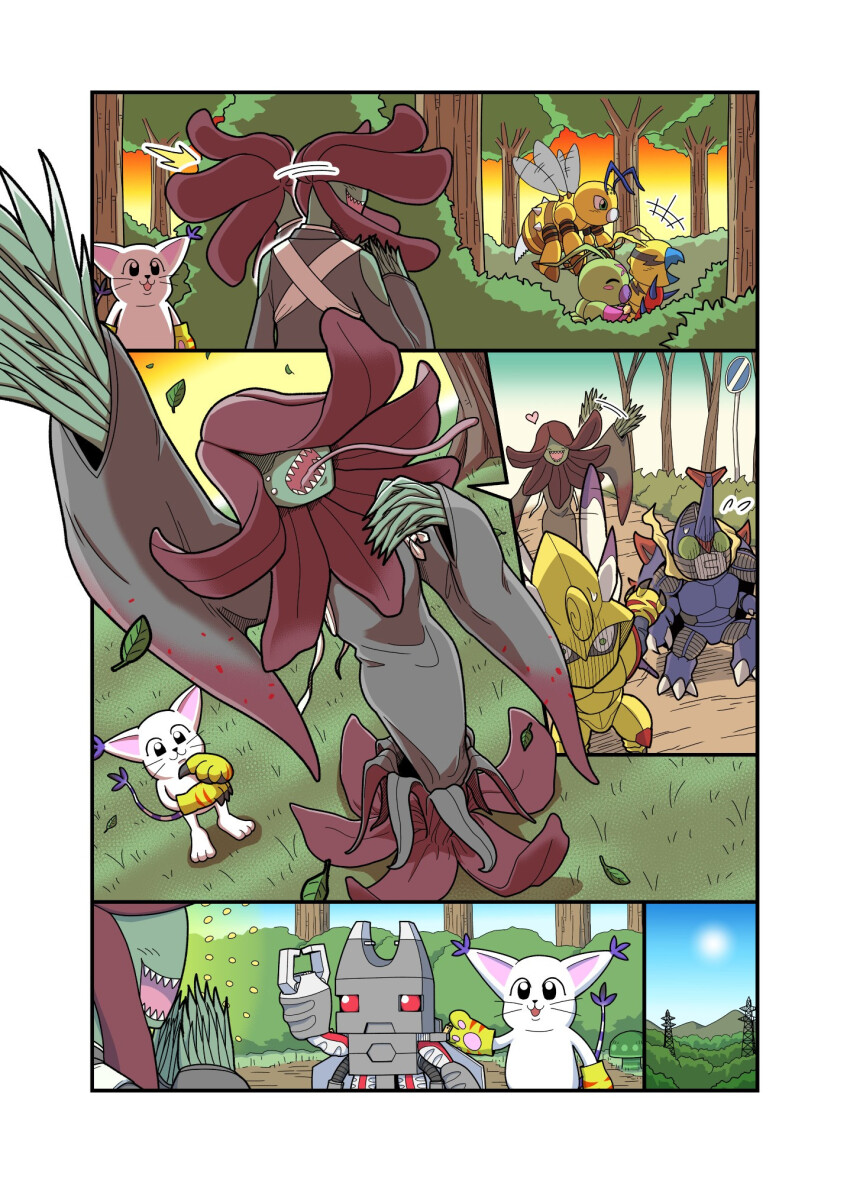 colored_skin digimon digimon_(creature) funbeemon green_skin highres honeybeemon kokabuterimon monster_girl okuwamon oleamon petals plant_girl tailmon