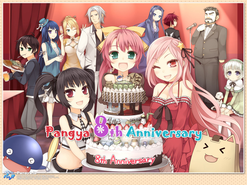 3boys 6+girls arin artist_request azer bare_shoulders black_hair blonde_hair blue_eyes blue_hair blush breasts brown_hair cat cecilia cecilia_(pangya) child cleavage dolfini dress everyone flat_chest green_eyes hair_bun hair_ornament hair_ribbon hana hana_(pangya) hat highres kaz kooh long_hair looking_at_viewer lucia lucia_(pangya) max max_(pangya) midriff multiple_boys multiple_girls nell_(pangya) nuri official_art open_mouth pangya papel pepper_(pangya) pink_hair ponytail purple_eyes red_eyes ribbon short_hair silver_hair single_hair_bun sitting skirt smile trap twintails very_long_hair