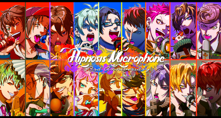 6+boys :d :o ^_^ absurdres adam&#039;s_apple adjusting_clothes adjusting_headwear ahoge aimono_jyushi amaguni_hitoya amayado_rei amemura_ramuda anniversary antenna_hair aohitsugi_samatoki arisugawa_dice asymmetrical_bangs asymmetrical_hair bad_ass_temple bags_under_eyes baseball_cap black_hair black_shirt blonde_hair blue_background blue_eyes blue_hair blue_jacket brothers brown_hair buster_bros!!! busujima_rio_mason chalk cheekbones closed_eyes collarbone collared_shirt column_lineup copyright_name crossed_bangs curtained_hair dotsuitare_hompo ear_piercing earrings english_text engrish_text everyone eyewear_strap facial_hair fangs fedora fingernails fling_posse flower_earrings formal_clothes from_above from_below furrowed_brow glasses goatee green_eyes green_hair green_necktie grey_background grin hair_behind_ear hair_between_eyes hair_over_one_eye hand_fan harai_kuko hat headset heart heart_hands heterochromia high_collar highres holding holding_chalk holding_microphone hood hoodie houndstooth hypnosis_mic hypnosis_microphone index_finger_raised iria59 iruma_jyuto izanami_hifumi jacket jacket_over_hoodie jewelry jinguji_jakurai kannonzaka_doppo letterboxed letterman_jacket long_hair looking_afar looking_at_viewer looking_to_the_side mad_trigger_crew male_focus matenro_(hypnosis_mic) mature_eyes microphone mole mole_under_eye mullet multicolored_hair multicolored_jacket multiple_boys multiple_moles mustache_stubble neck_ribbon necktie nurude_sasara one_eye_closed open_mouth orange_background orange_suit outline paint_splatter parted_bangs parted_lips partially_unbuttoned piercing pig pink_eyes pink_hair pinstripe_pattern pinstripe_shirt plug_(piercing) pompadour portrait profile purple_background purple_hair rainbow_border raised_eyebrow raised_inner_eyebrows ranguage rectangular_eyewear red_background red_eyes red_hair red_jacket red_shirt ribbon round_eyewear scar scar_across_eye scar_on_face shade shadow shirt short_hair siblings sidelighting simple_background smile smug spiked_hair straight-on streaked_hair stubble suit sweater_vest swept_bangs tareme teeth tongue tongue_out tsutsujimori_rosho two-tone_hat two-tone_jacket v-shaped_eyebrows very_short_hair white_hair white_hoodie white_outline white_shirt wispy_bangs yamada_ichiro yamada_jiro yamada_saburo yellow_background yellow_eyes yellow_hoodie yumeno_gentaro zipper_pull_tab