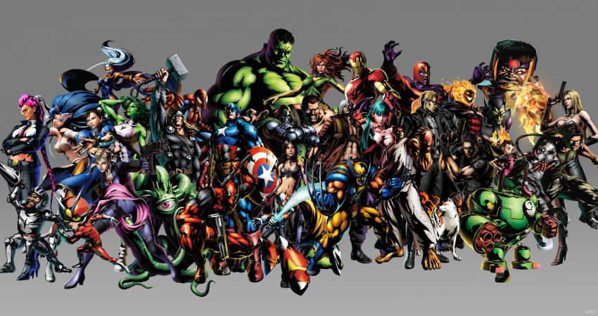 00s 10s 6+boys 6+girls albert_wesker amaterasu_(ookami) armor arthur avengers_(series) capcom captain_america chris_redfield chun-li crimson_viper crossover dante_(devil_may_cry) deadpool deadpool_(series) devil_may_cry_(series) doctor_doom dormammu everyone felicia_(darkstalkers) headband highres hulk iron_man jill_valentine magneto marvel marvel_vs._capcom marvel_vs._capcom_3 mega_man_(series) mega_man_legends_(series) modok morrigan_aensland multiple_boys multiple_girls nathan_spencer phoenix_(x-men) ryu_(street_fighter) she-hulk shuma_gorath spider-man storm_(x-men) street_fighter sunglasses super-skrull trish_(devil_may_cry) tron_bonne_(mega_man) darkstalkers viewtiful_joe viewtiful_joe_(character) wolverine_(x-men) x-23 x-men